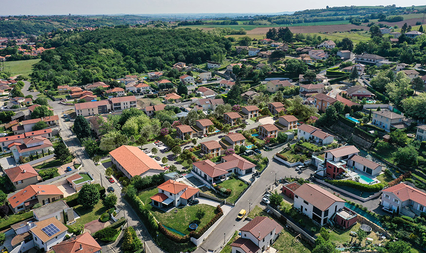 Vue aérienne 3D du Domaine de Buyat à Ternay (69)@Crédit Mutuel Aménagement Foncier